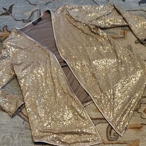 Igigi Gold Sequin Open-Front Jacket